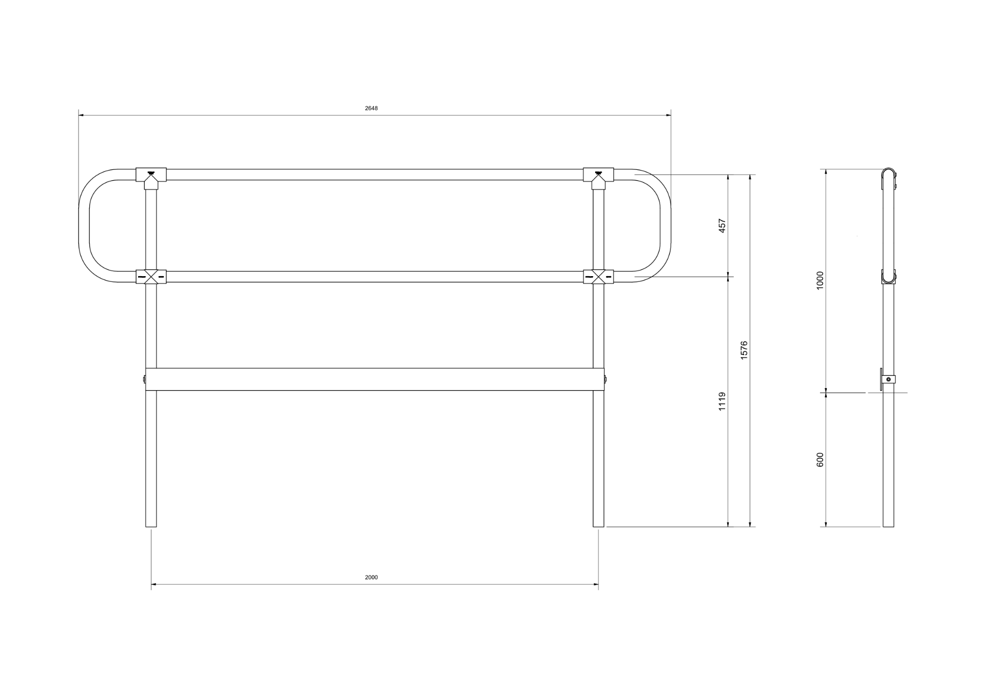4030 Handrail Kit 2m Ground Embed - Modular Handrail Systems