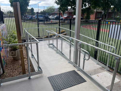 Key Clamp Disability Ramp Handrail installed at a Kindergarten